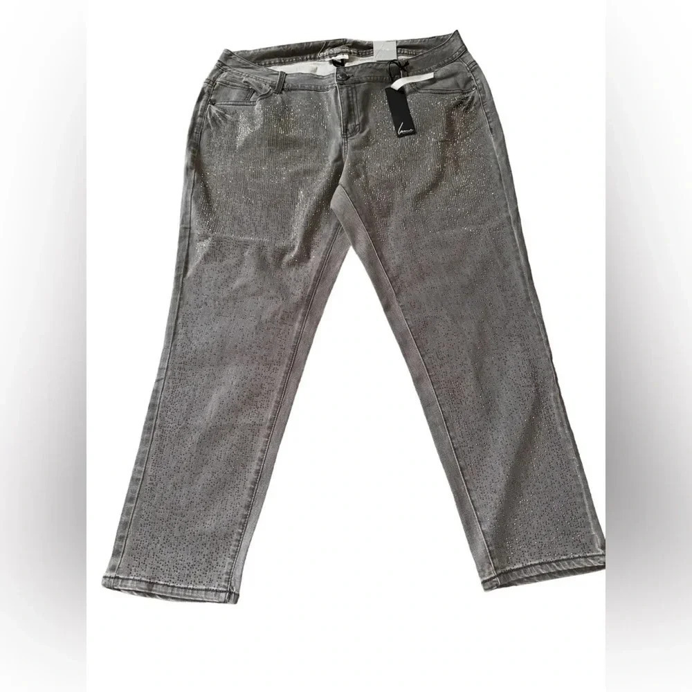 Lane Collection Jeans Women’s Size 24 Platinum Denim Embellished Stretch Skinny